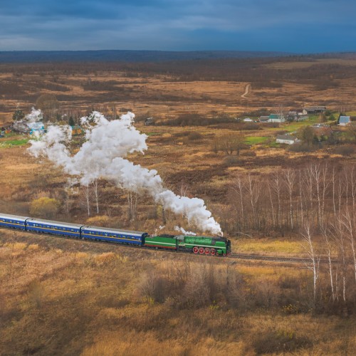 железнодорожный фотограф сергей крылов переславль-залесский осень паровоз п36 генерал рускеальский экспресс поезд дым пар ржд тввз