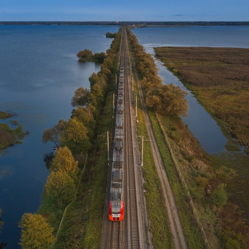 железнодорожный фотограф сергей крылов дрон dji mavic2 ласточка эс2гп эс1 электропоезд электричка скоростной ржд   лето пейзаж